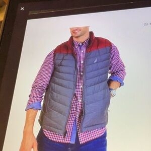 Nautica Reversible Lightweight Quilted Down Vest Mens Size XL Red/Grey NEW